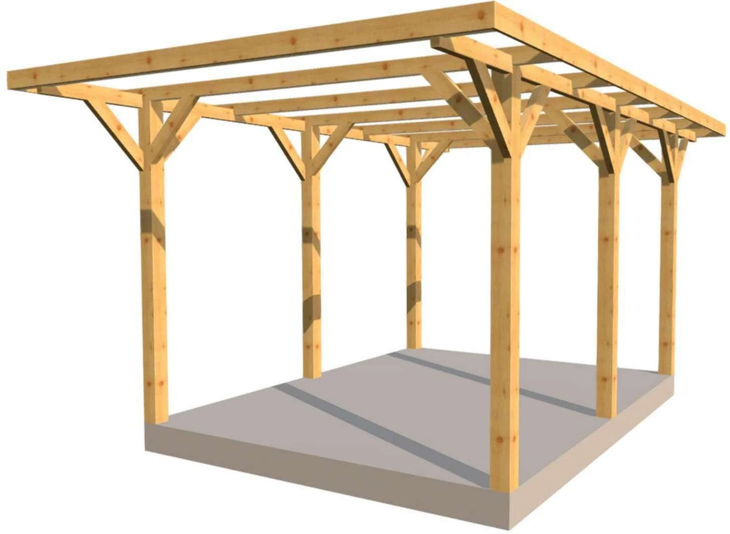Carport für 1 Auto BSH (Standard-Dachneigung: 0,5°)