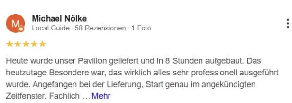 Meinung über das gekaufte Produkt auf Holz-Pawillon.de