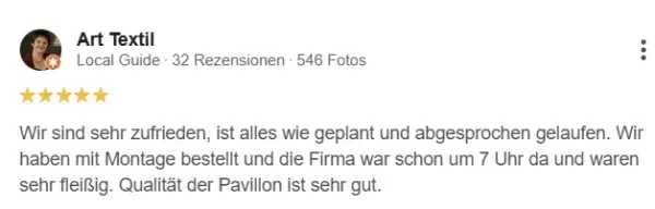 Meinung über das gekaufte Produkt auf Holz-Pawillon.de