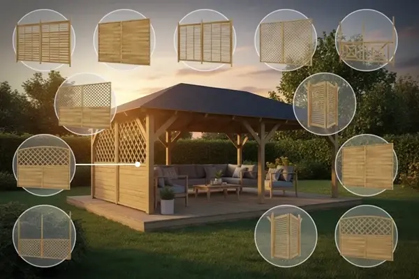 Holz-Pavillon Viktoria L 290x540 mit Wänden