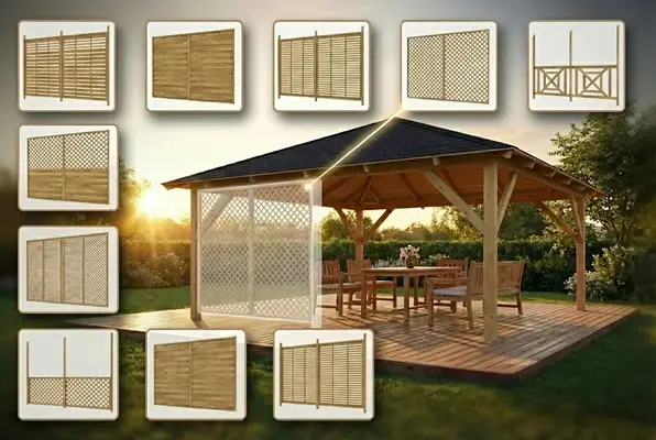 Holz-Pavillon Kuba Maxi 490x490 mit Wänden