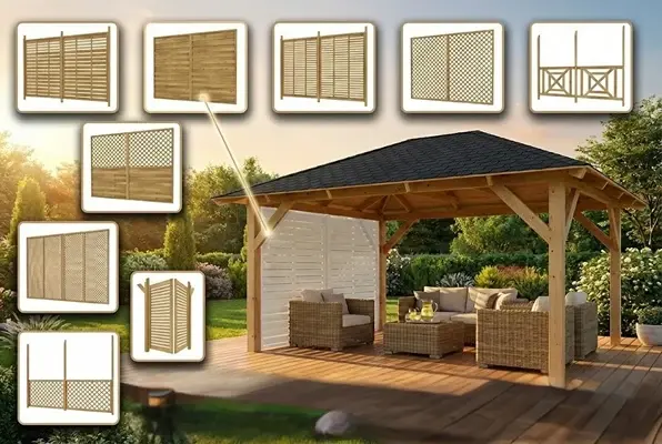 Holz-Pavillon Ibiza 300x400 mit Wänden